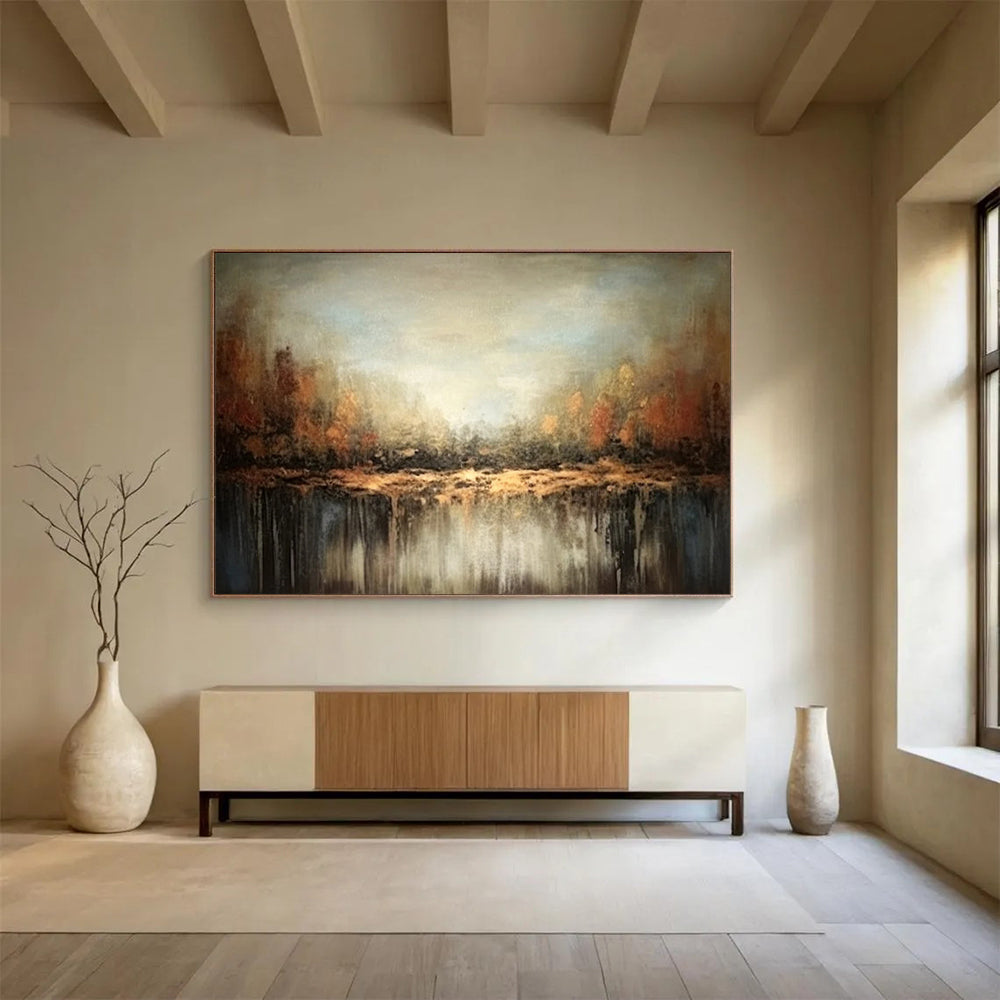 “Autumn Forest Reflection” Abstract Landscape Painting On Canvas DLZ060