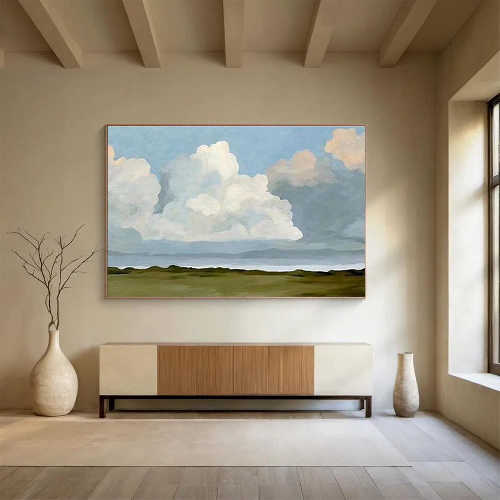 “Serene Cloudscape” Abstract Landscape Painting On Canvas DKH405