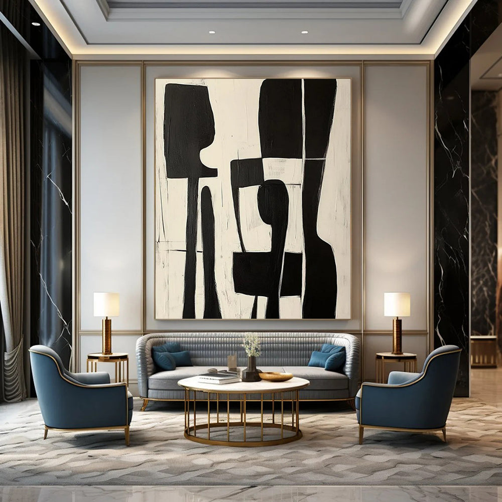“Black & White Organic Abstract” - Abstract Painting CT2368