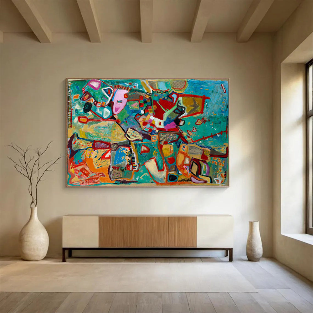 Colorful Abstract Shapes - Abstract Expressionist Painting On Canvas DLZ233