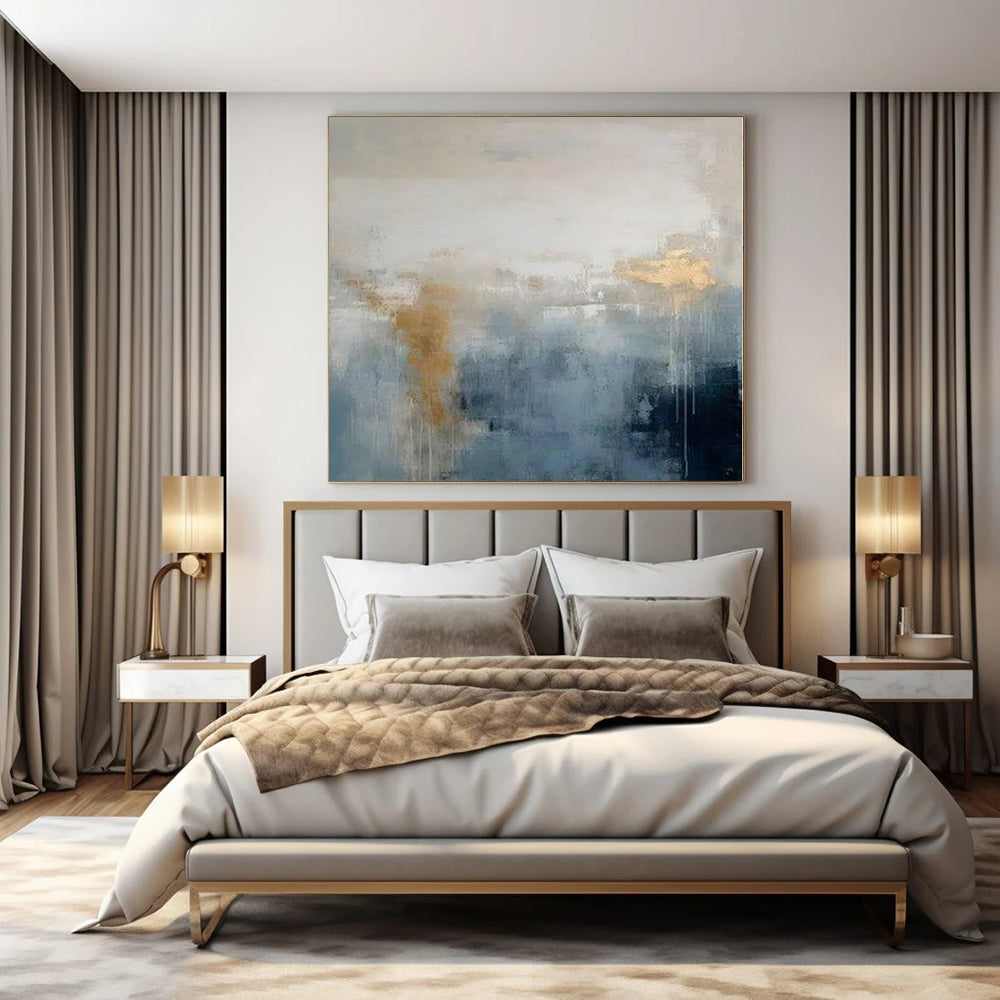 Blue - Gray Haze with Gold Flecks - Abstract Atmosphere Art CT1211
