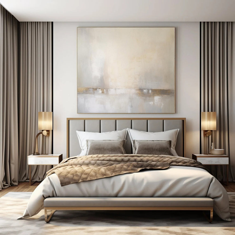 Soft Neutrals with Gold Hints - Minimalist Abstract Oil On Canvas CT1299
