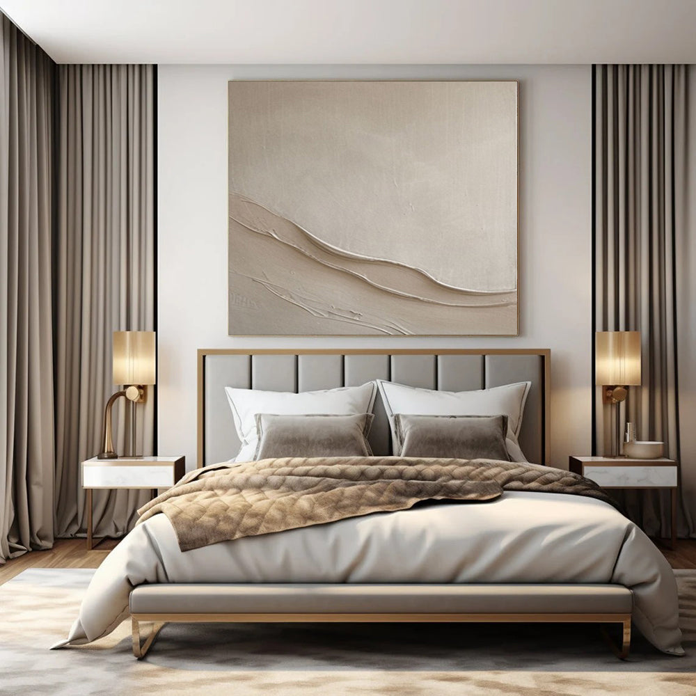 “Subtle Beige Textured Waves” – Minimalist Textured Painting CT1068