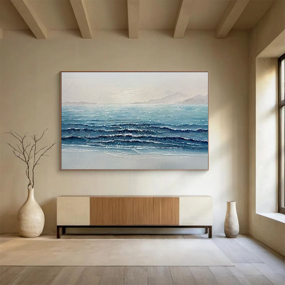 Sparkling Sea Waves - Realist Seascape Painting On Canvas DLZ185