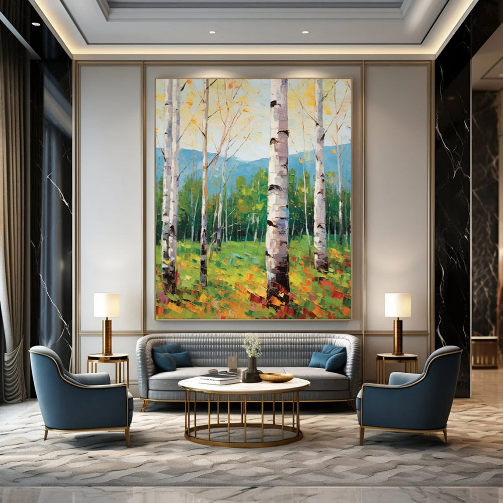 “Aspen Grove in Autumn” - Impressionistic Landscape Painting On Canvas DKH1059