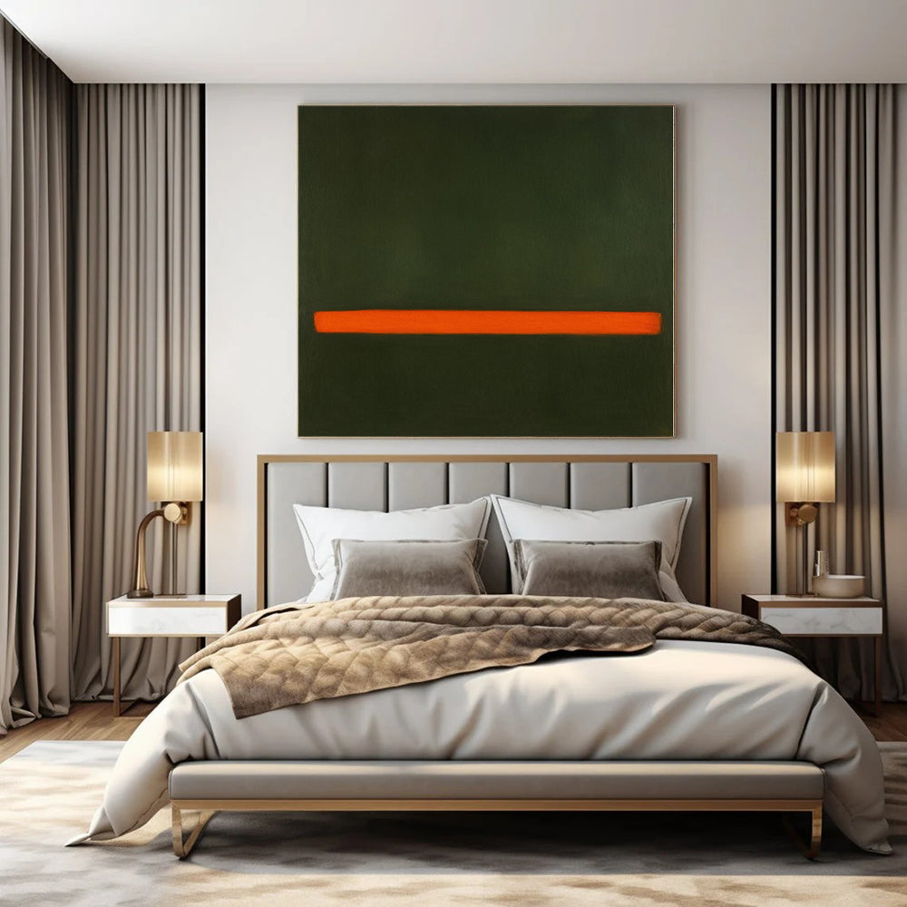 “Green - Orange Line” – Minimalist Color Field Painting CT1191