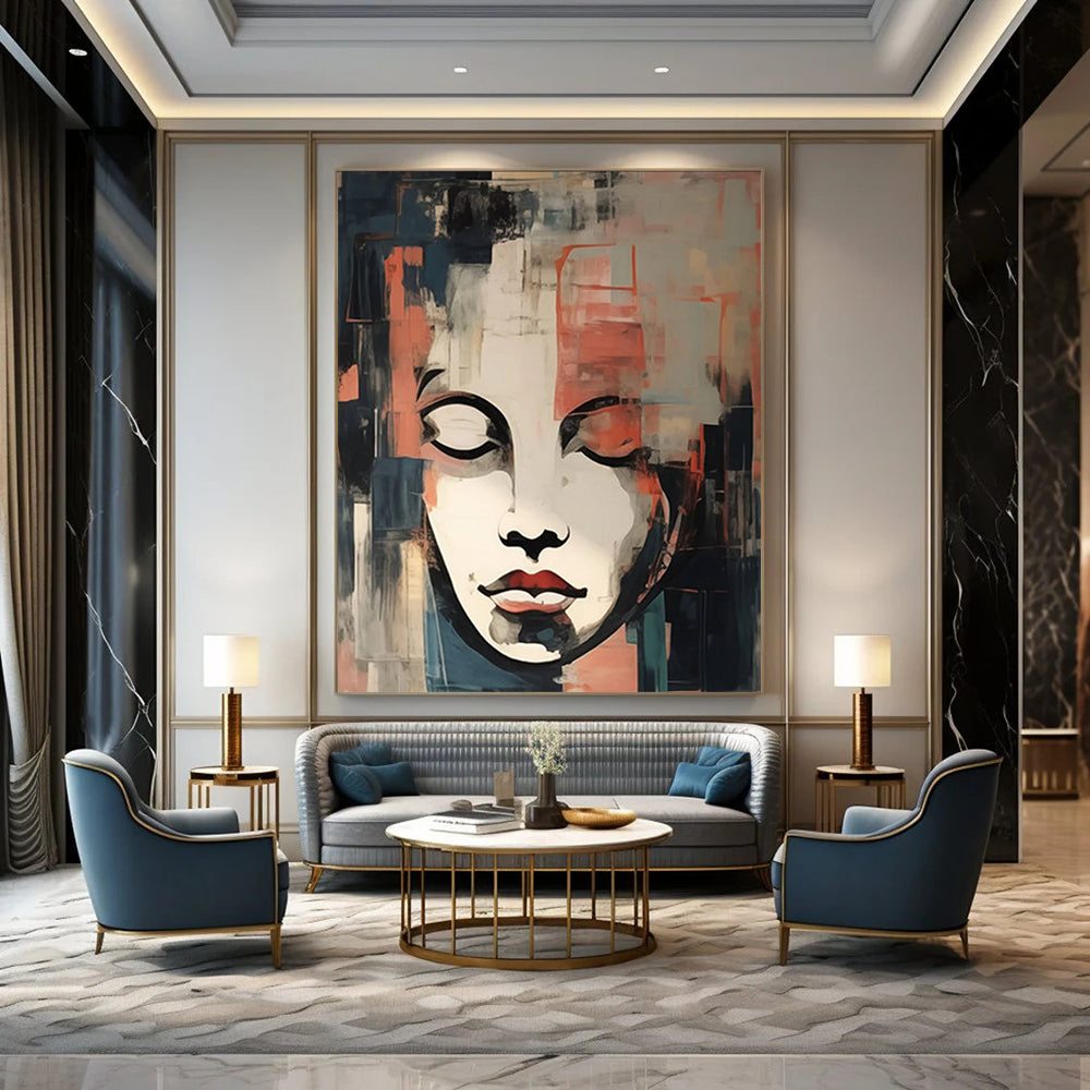 “Abstract Cubist Face” - Cubist - Inspired Portrait Painting On Canvas DTP124