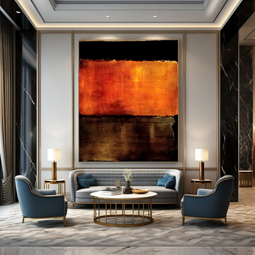 “Orange & Brown Textured Abstraction” - Textured Abstract Painting On Canvas DKH1612