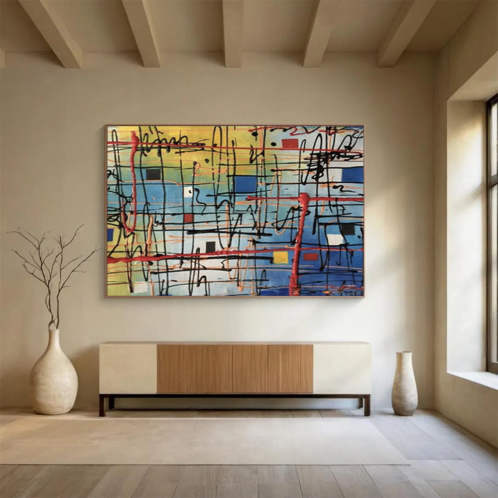 “Colorful Grid Abstract” - Dynamic Abstract Painting On Canvas DKH842