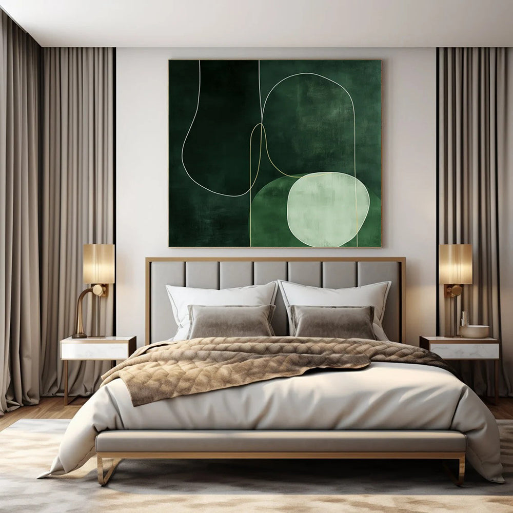 “Green - Toned Abstract” ,Abstract Minimalist Acrylic Art CT0951