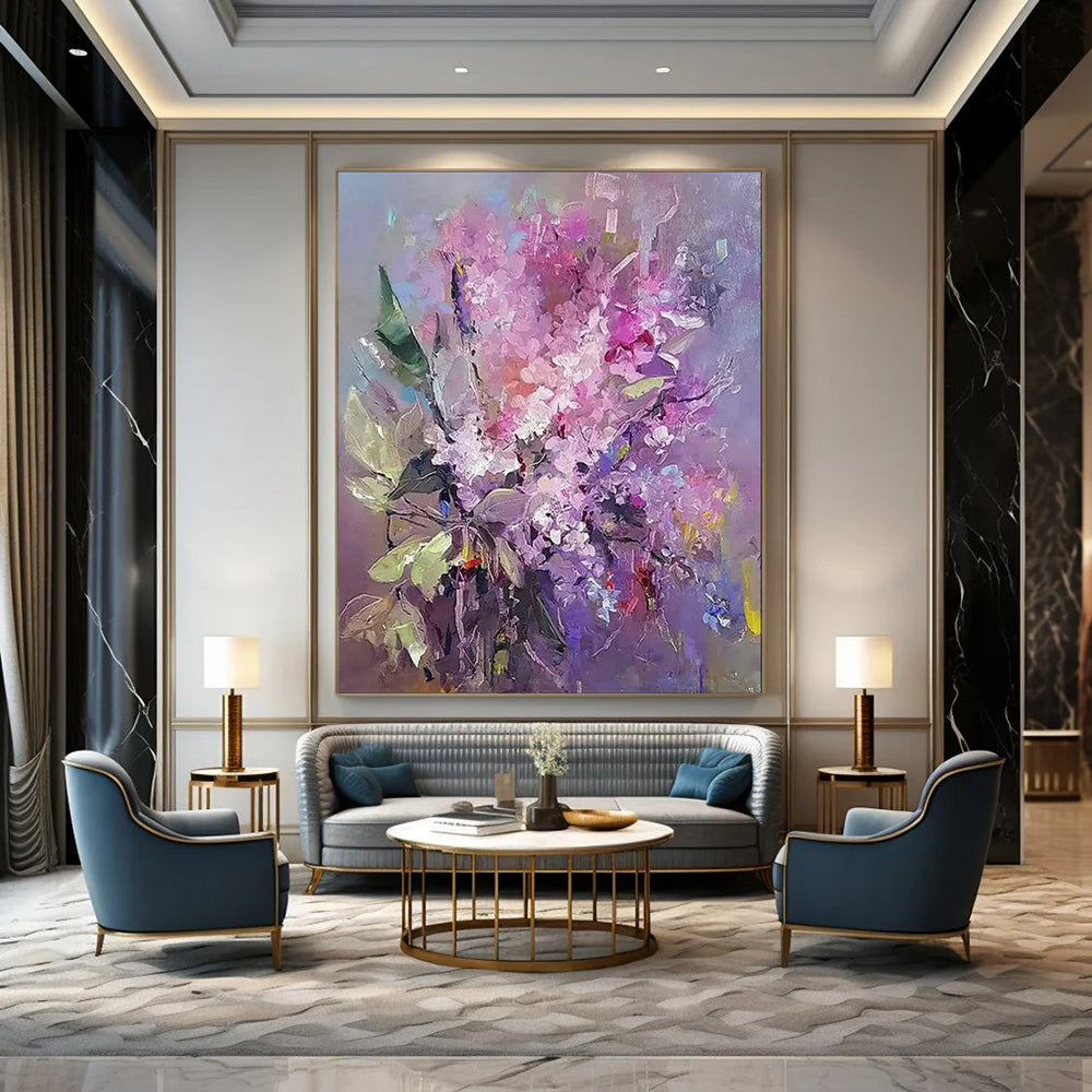 “Lilac Blooms in Soft Light” – Impasto Floral Painting On Canvas CT2109