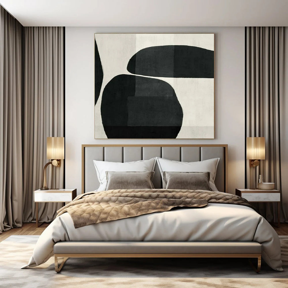 Black - White Abstract Forms II - Minimalist Abstract Ink Painting CT1427