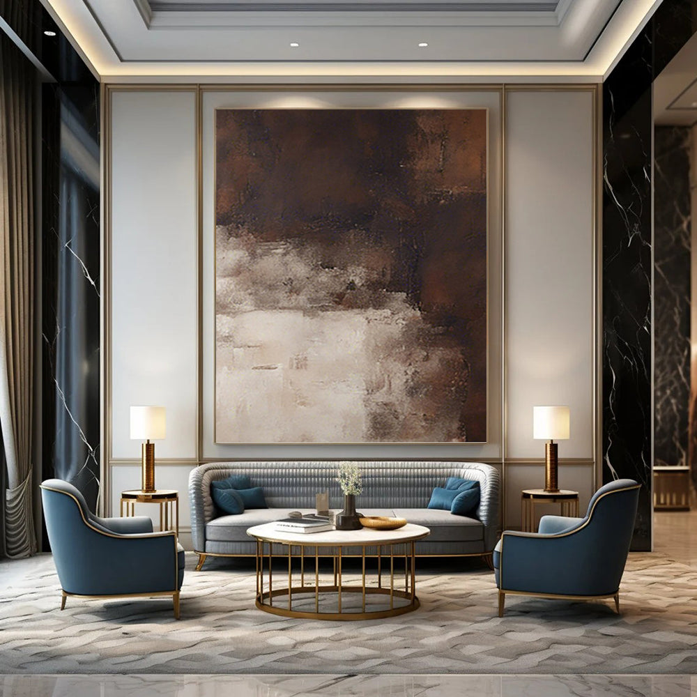 Muted Tonal Abstract in Browns and Whites - Abstract Painting On Canvas DKH1469