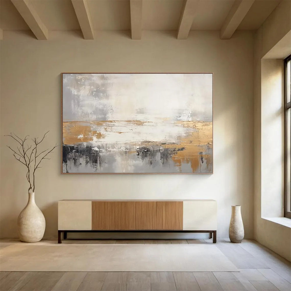 “Gilded Abstract Horizon” Abstract Painting On Canvas DLZ108
