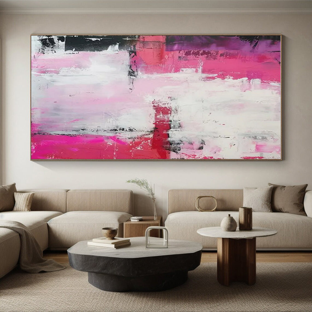 “Pink - Purple - Red Abstract Layers” ,Abstract Acrylic Painting CT0814
