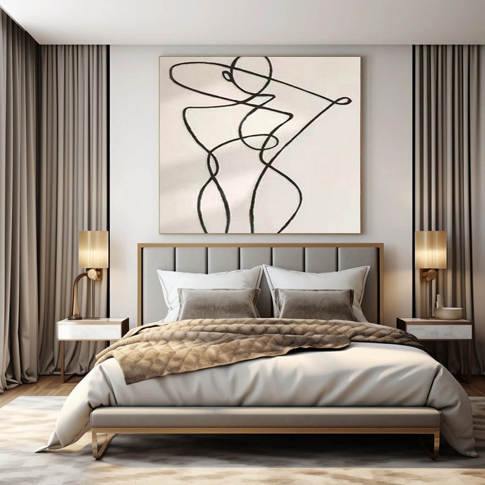 “Black Line Abstract Figure” – Linear Abstract Art CT1148