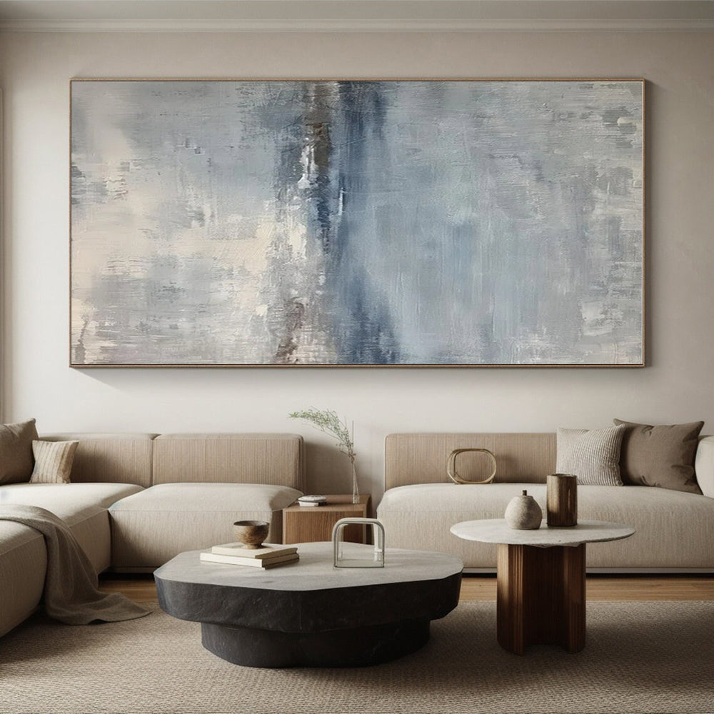 “Gray - Blue Abstract Horizon” ,Abstract Acrylic Painting CT0860