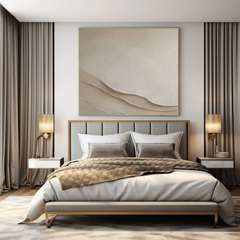 “Subtle Beige Textured Waves” – Minimalist Textured Painting CT1093