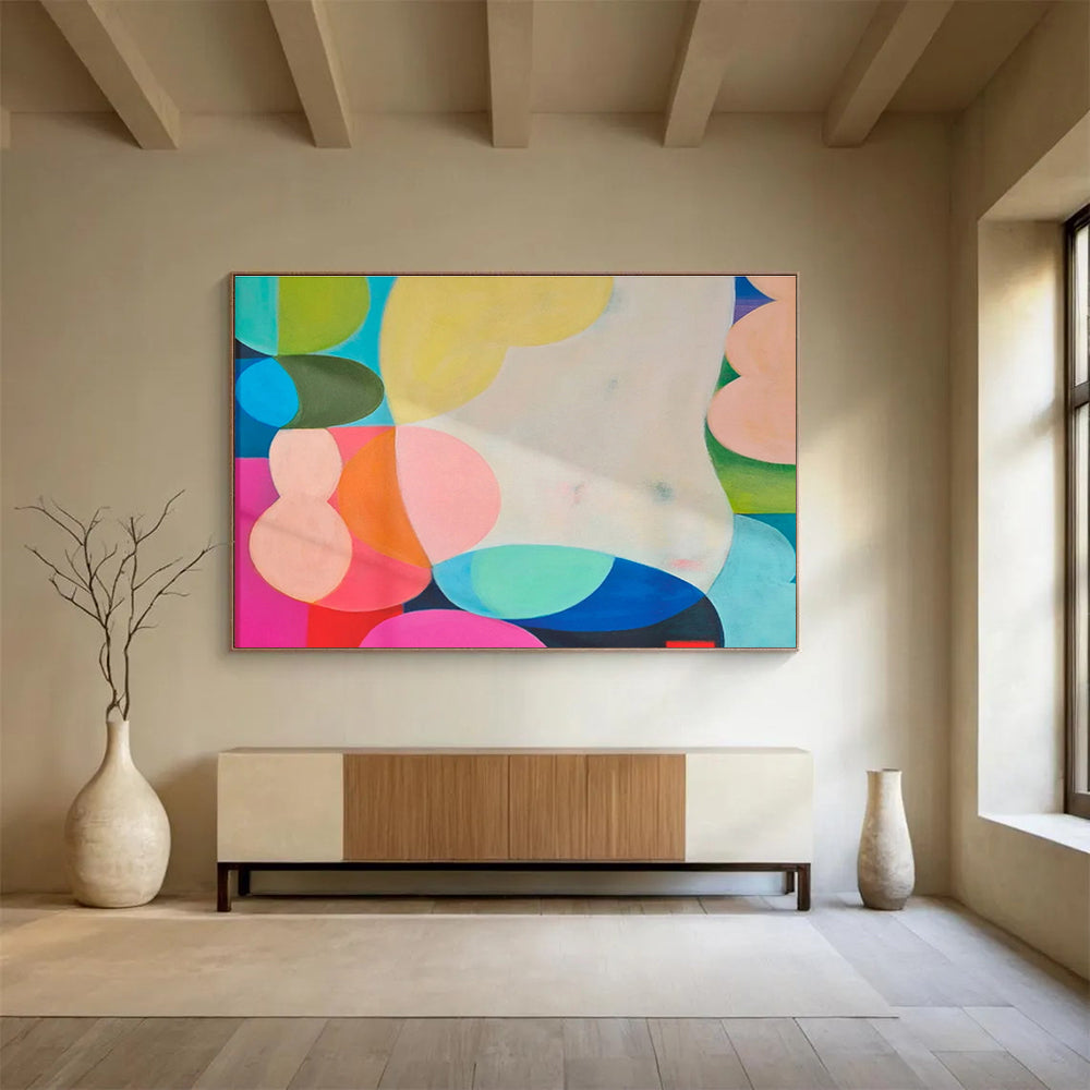 Colorful Geometric Abstract - Bold Shapes and Vibrant Hues Painting On Canvas DKH056