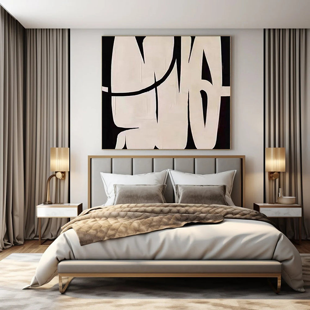 “Black and White Bold Forms” – Graphic Abstract Painting CT1119