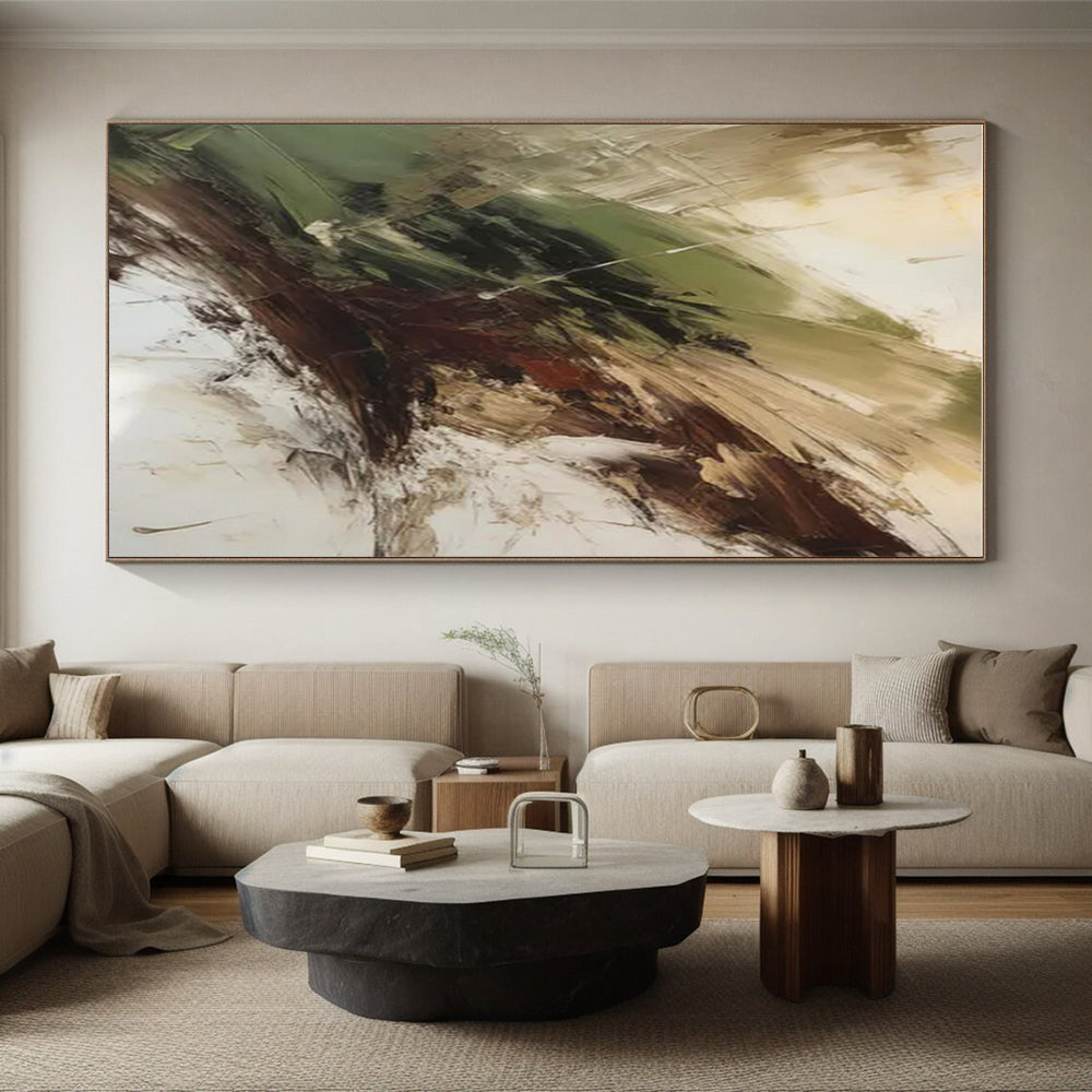 “Green - Brown Abstract Swirl” ,Abstract Oil Painting CT0826