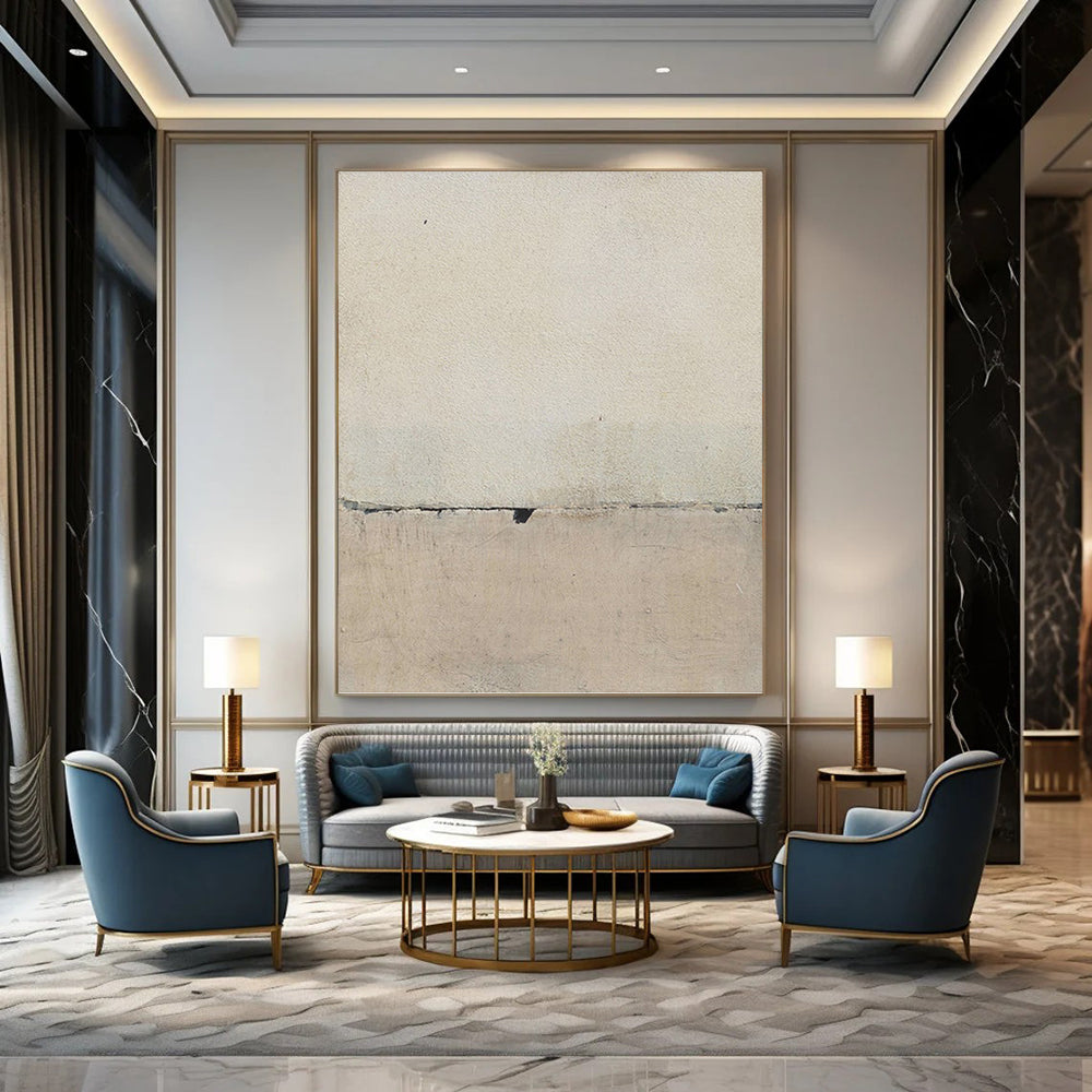 Subtle Beige and Black Abstract - Abstract Painting On Canvas DKH1420