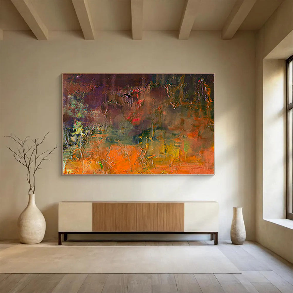 “Colorful Abstract Forest” Impasto Landscape Painting On Canvas DKH370