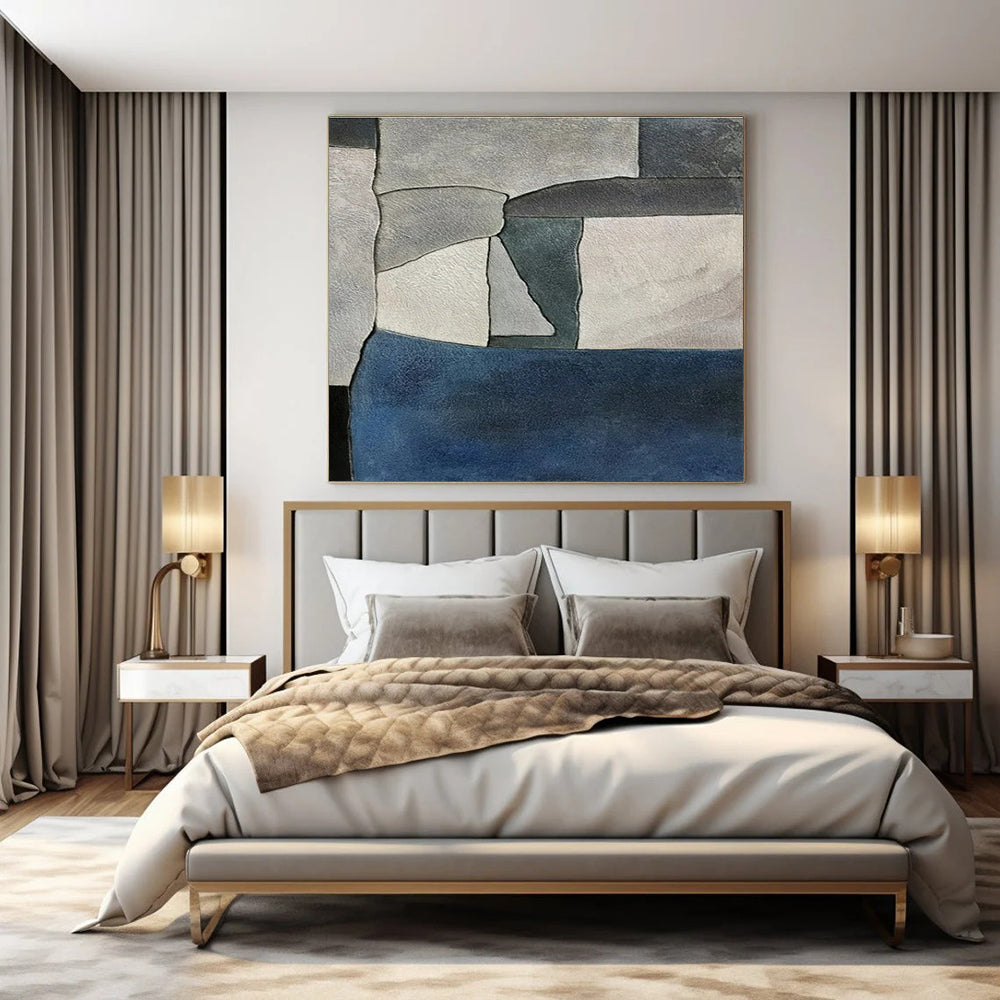 Grey - Blue Geometric Shapes - Minimalist Geometric Watercolor Painting CT1425
