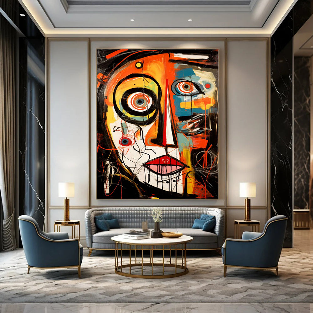 “Abstract Expressionist Face” - Colorful Chaotic Portrait Painting On Canvas CT2211