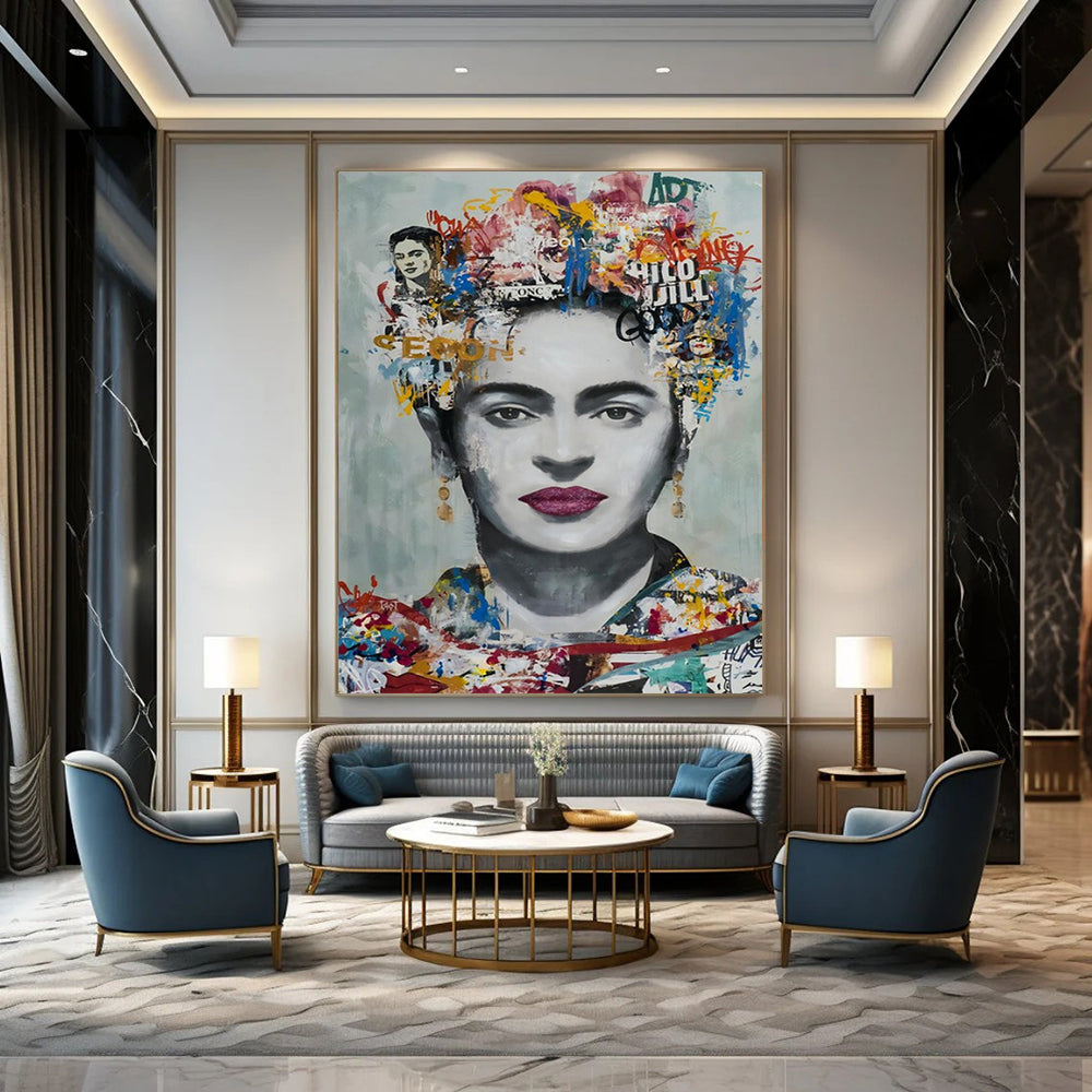“Frida - Inspired Collage Portrait” - Colorful Collage Portrait Painting On Canvas CT2184