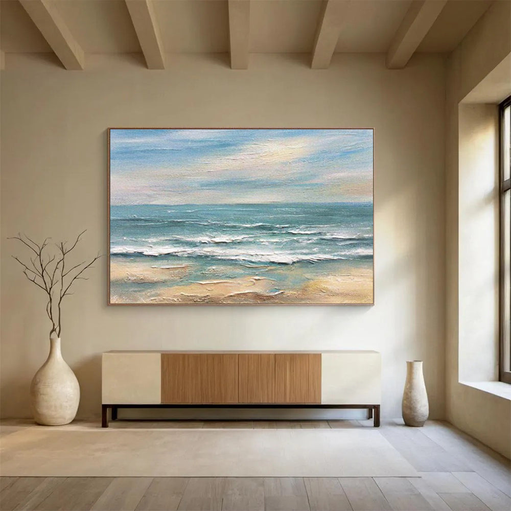 “Colorful Seaside View” Impressionist Seaside Painting On Canvas DKH530