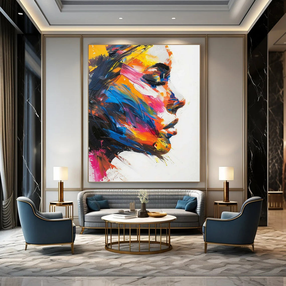 “Colorful Portrait 1” - Vivid Abstract Portrait Painting On Canvas CT2243