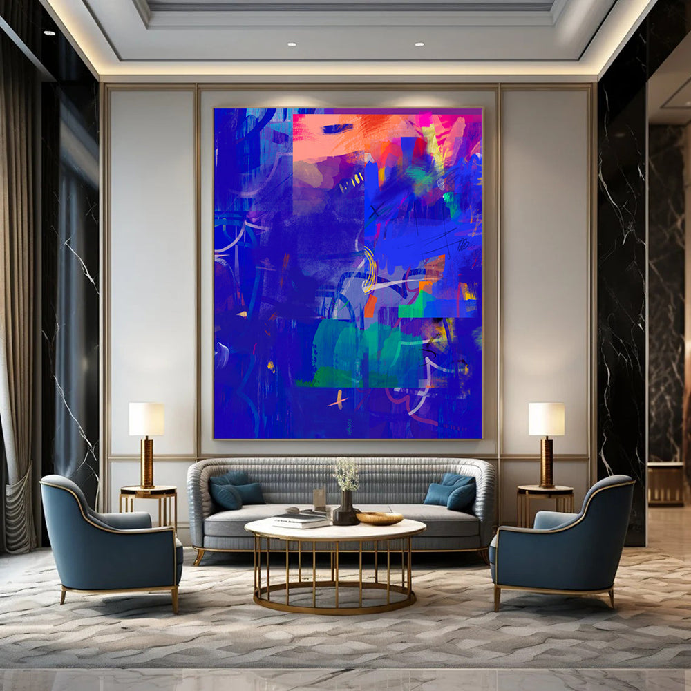 “Blue - Purple Abstract Energy” - Dynamic Abstract Art CT2007