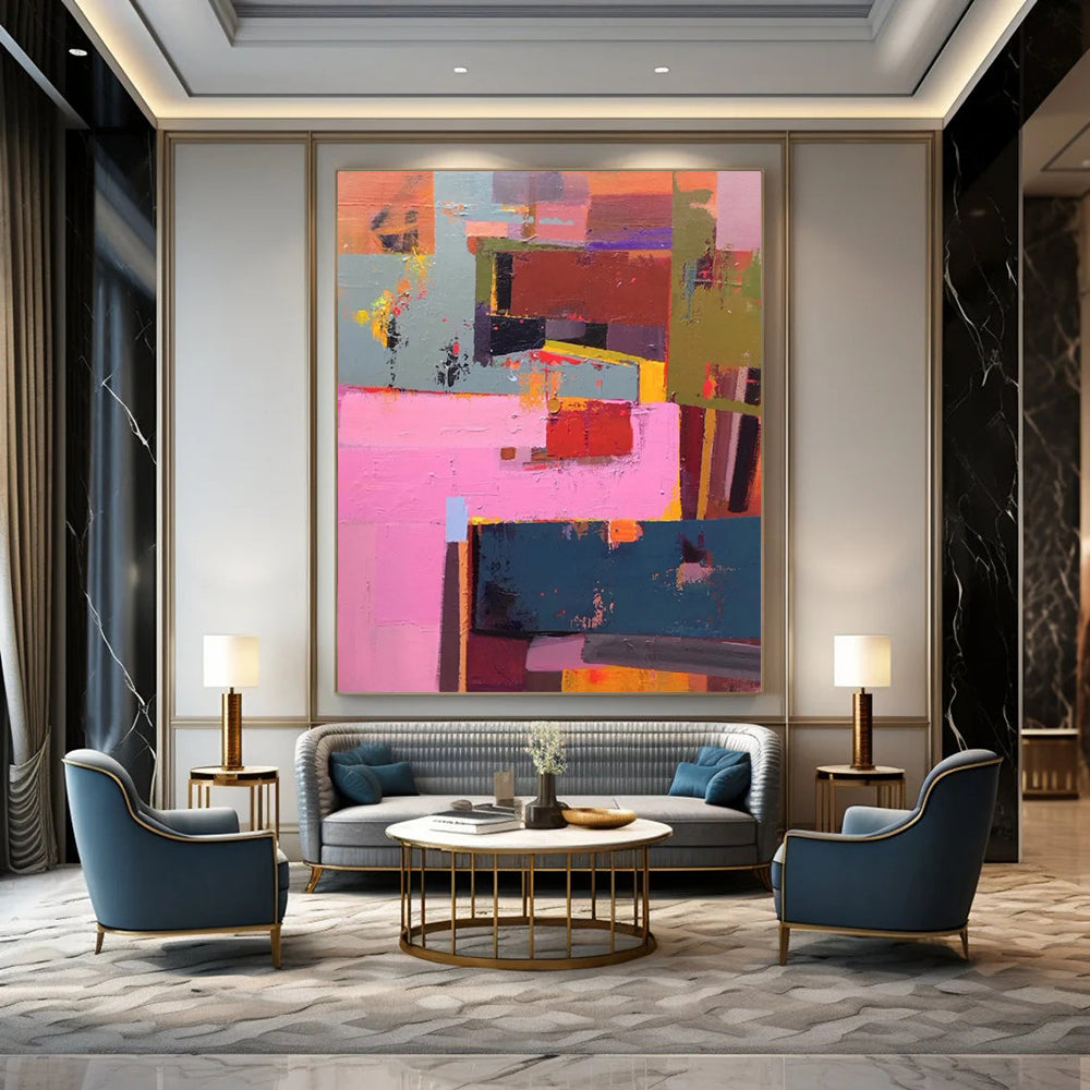 “Colorful Cubist Blocks” - Abstract Cubist - Style Painting On Canvas DTP032