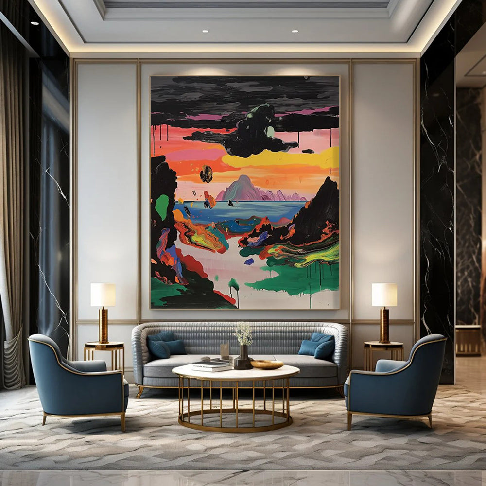 “Surreal Colorful Landscape” - Psychedelic - Inspired Abstract Painting On Canvas DTP107
