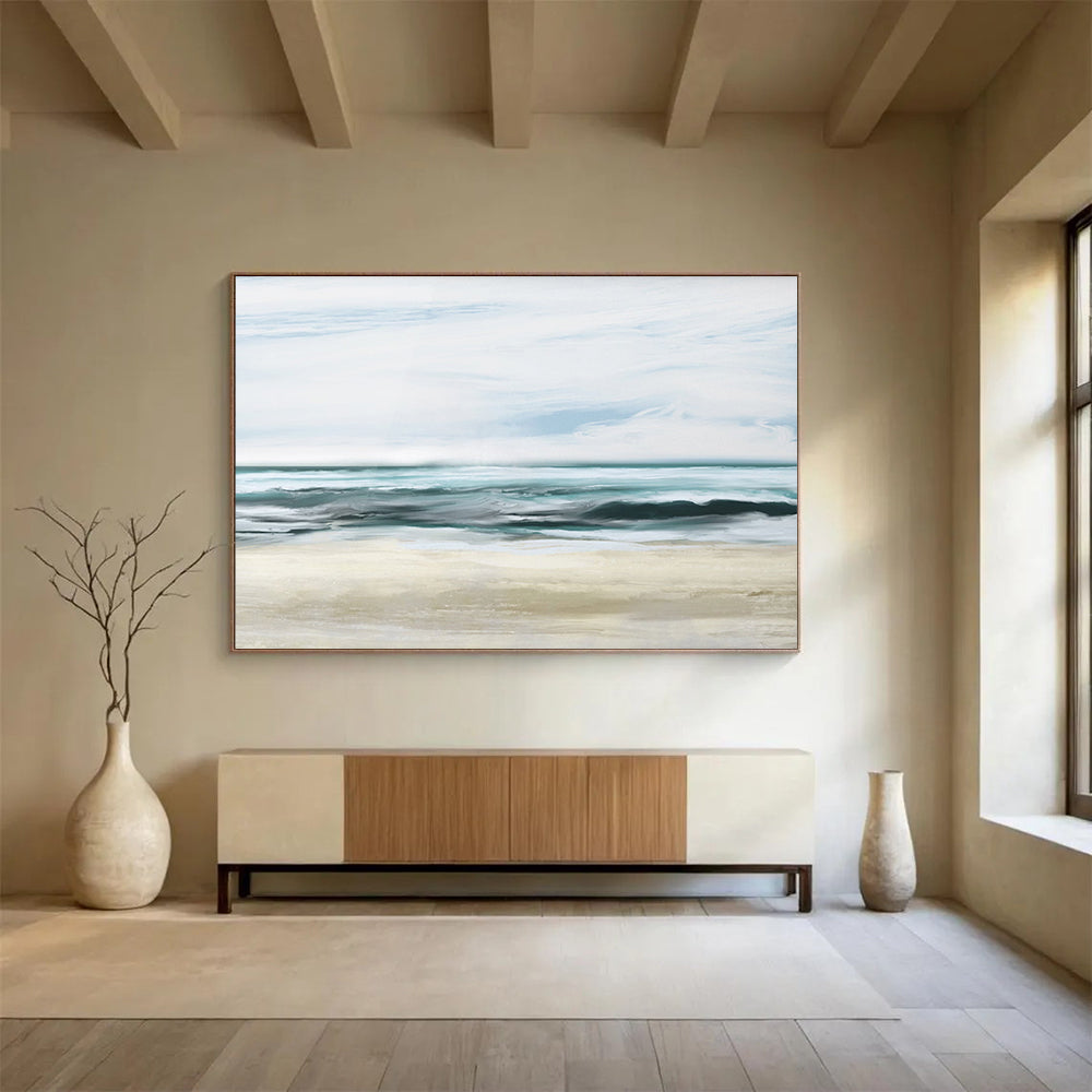 “Calm Blue Ocean Waves” Seascape Oil Painting On Canvas DLZ128