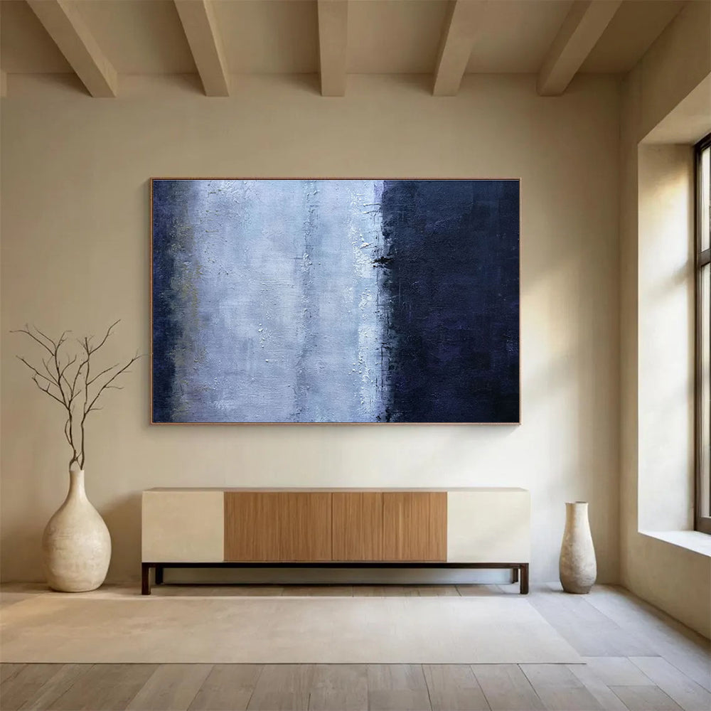 “Minimalist Blue - Gray Abstract” - Subtle Abstract Painting On Canvas DKH840