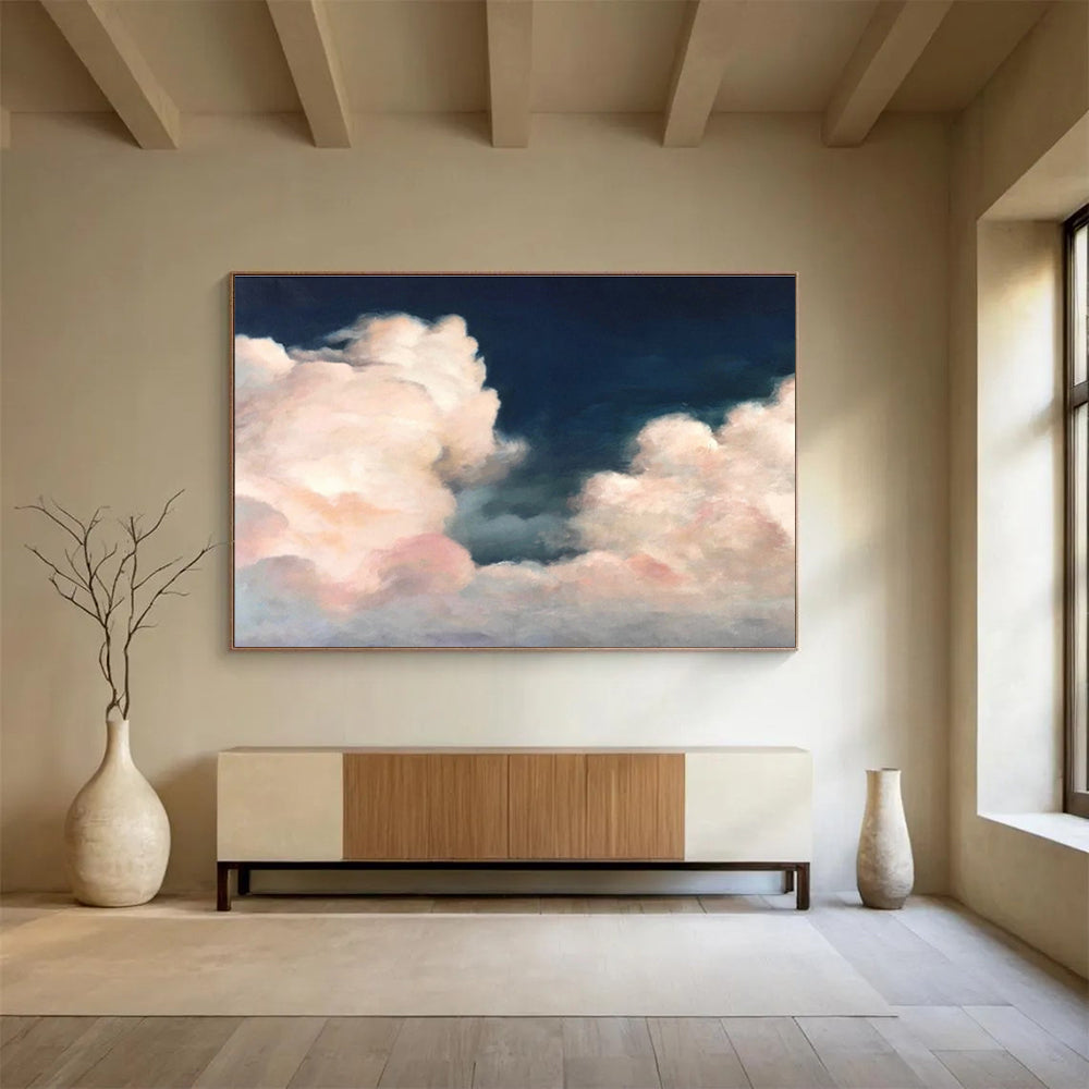 Pink Clouds in Dark Sky Painting On Canvas DKH185