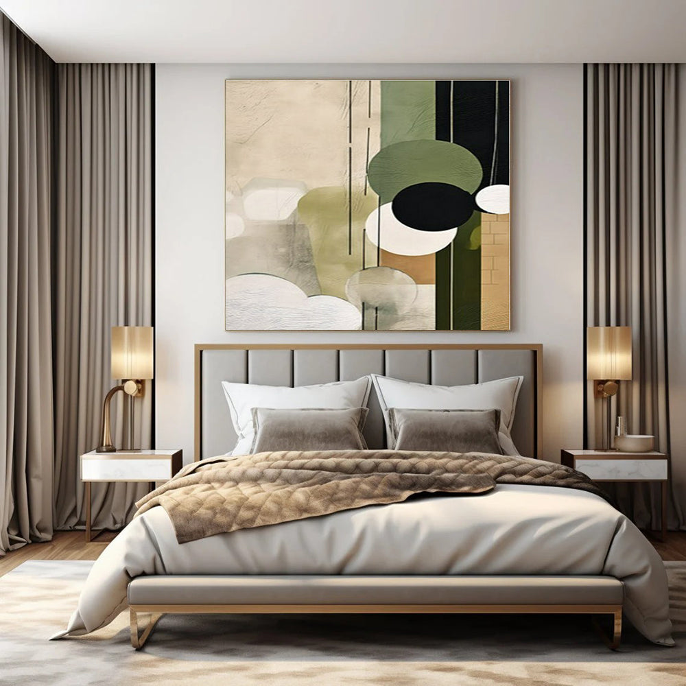 Green - Geometric Circles & Lines II - Abstract Bauhaus - Style Acrylic CT1277