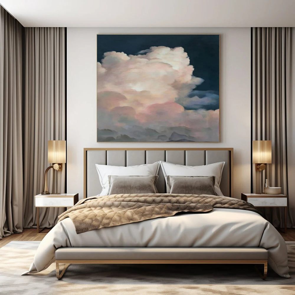 Pink & Purple Clouds, Dark Background - "Dreamy Cloudscape" - Impressionistic Oil Painting CT1449