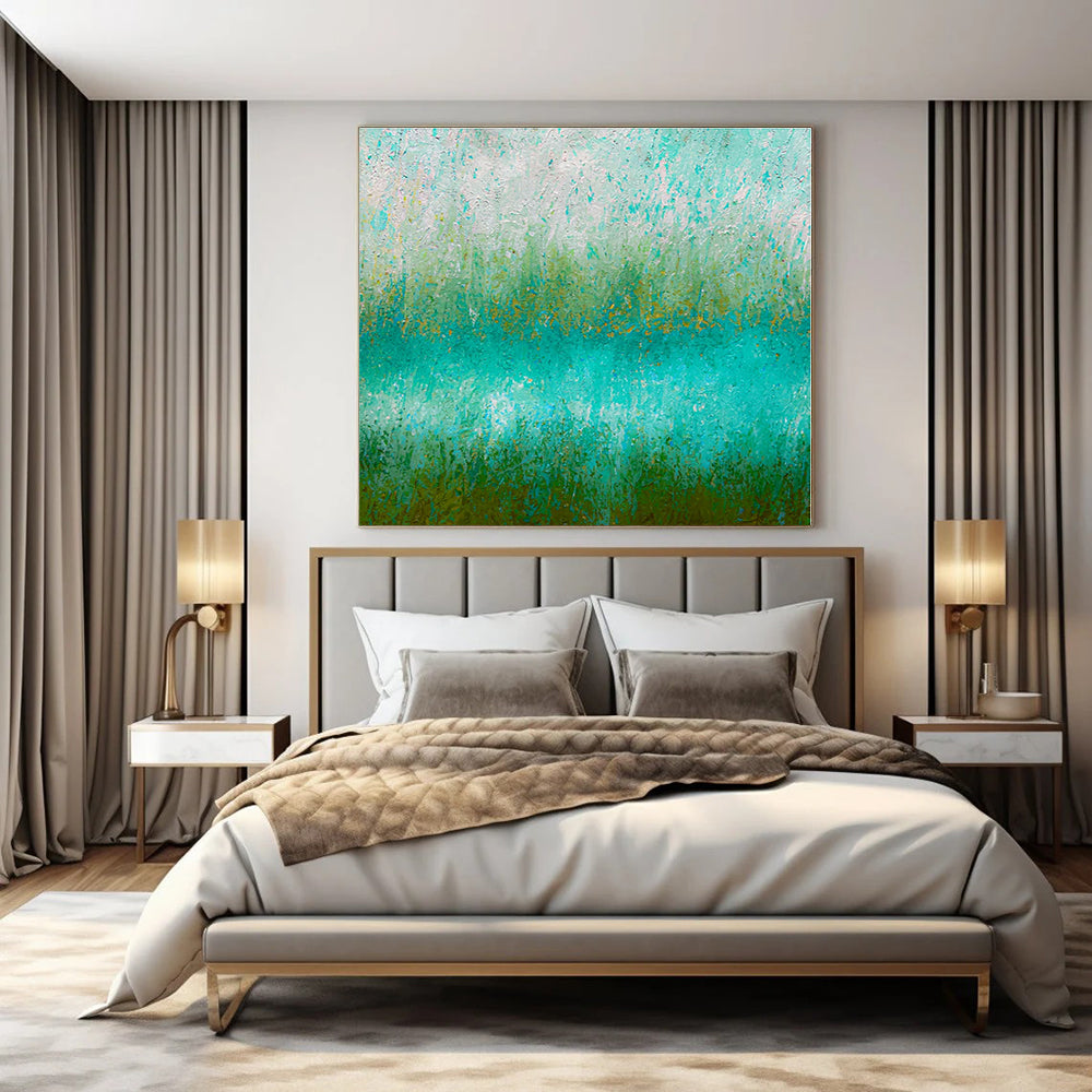 Green - Blue Gradient - Abstract Landscape Oil Painting CT1235