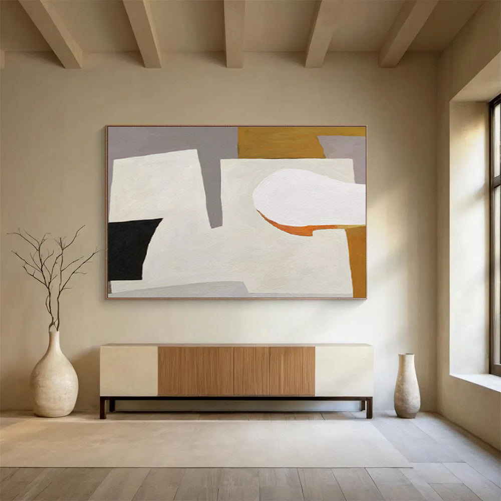 Cool Tones & Abstract Stairs in Blue, Gray, and White, Architectural Abstract Painting On Canvas DKH577
