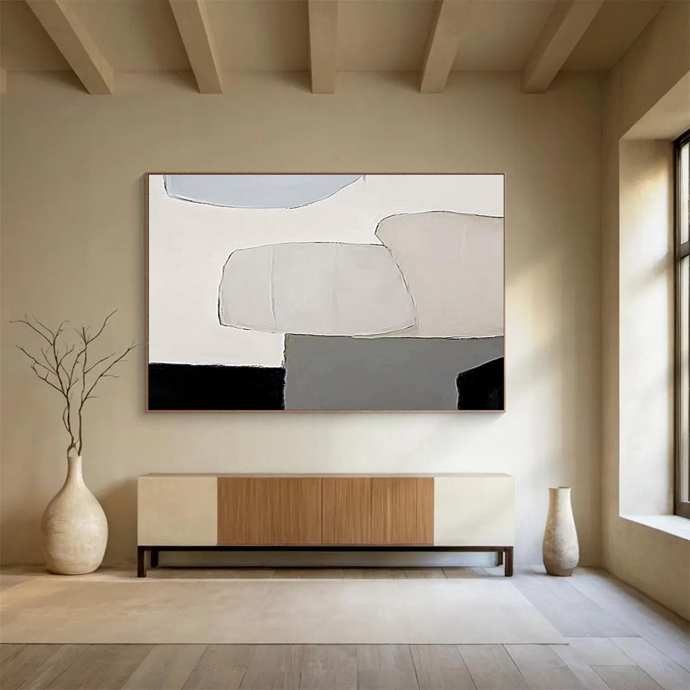 Soft Geometric Forms - Minimalist Abstract Painting On Canvas DKH597