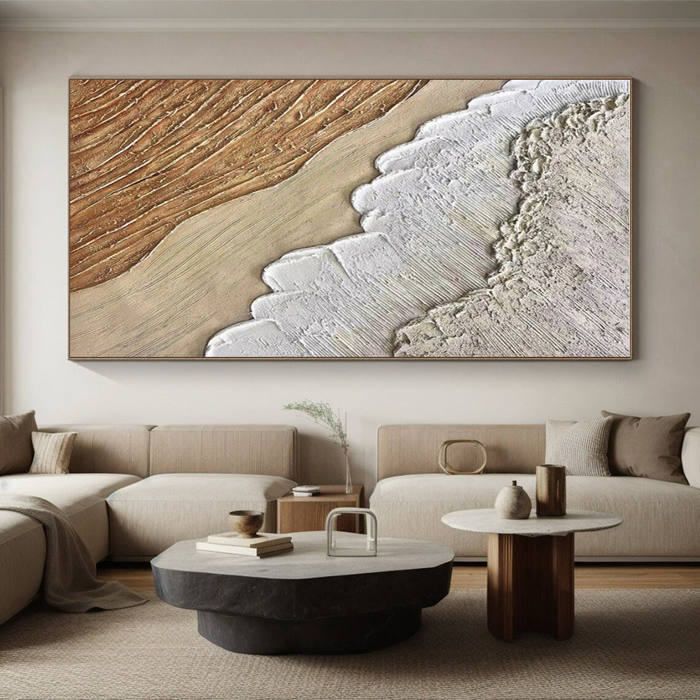 Beige - Brown Textured Layers, “Earthen Rhythms” - Textured Abstract Mixed - Media Painting CT0721