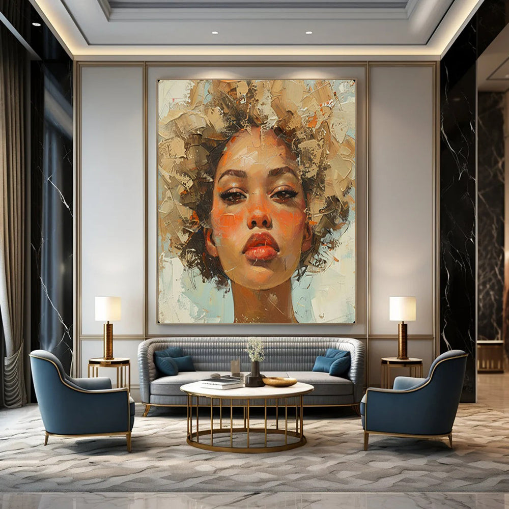 “Textured Afro - Centric Portrait” – Impasto Oil Painting On Canvas CT2160