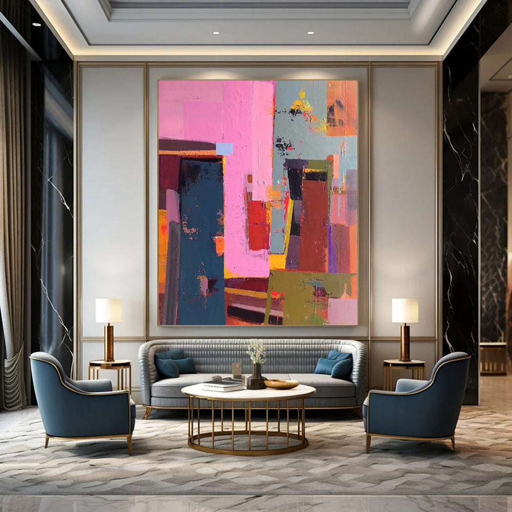 “Vibrant Cubist Blocks” - Abstract Cubist - Style Painting On Canvas DTP050