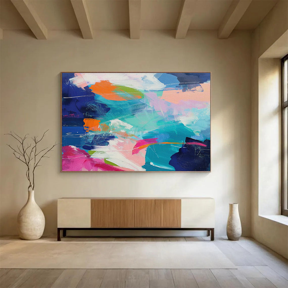 “Colorful Abstract Fusion” Abstract Acrylic Painting On Canvas DKH489