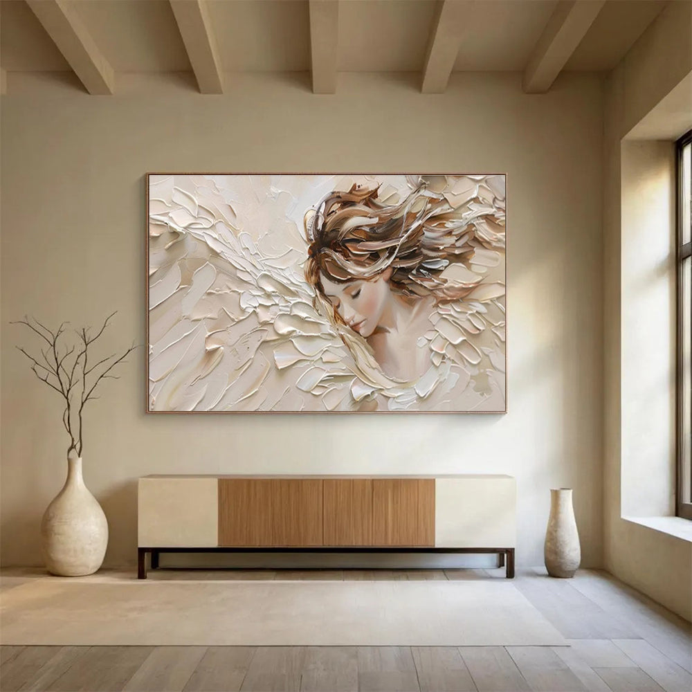“Textured Angelic Figure” Impasto Portrait Painting On Canvas DKH454