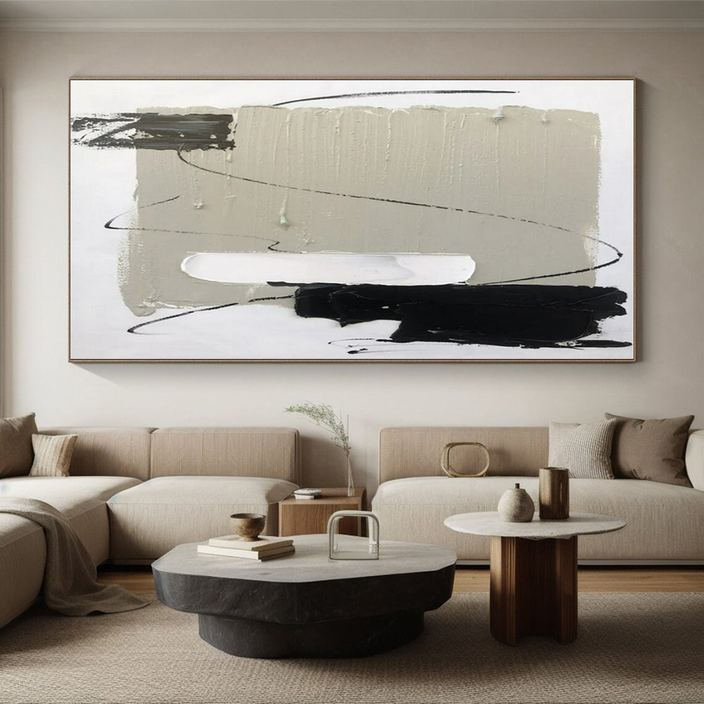 “Gray - Black - White Minimalist Forms” ,Abstract Acrylic Painting CT0800