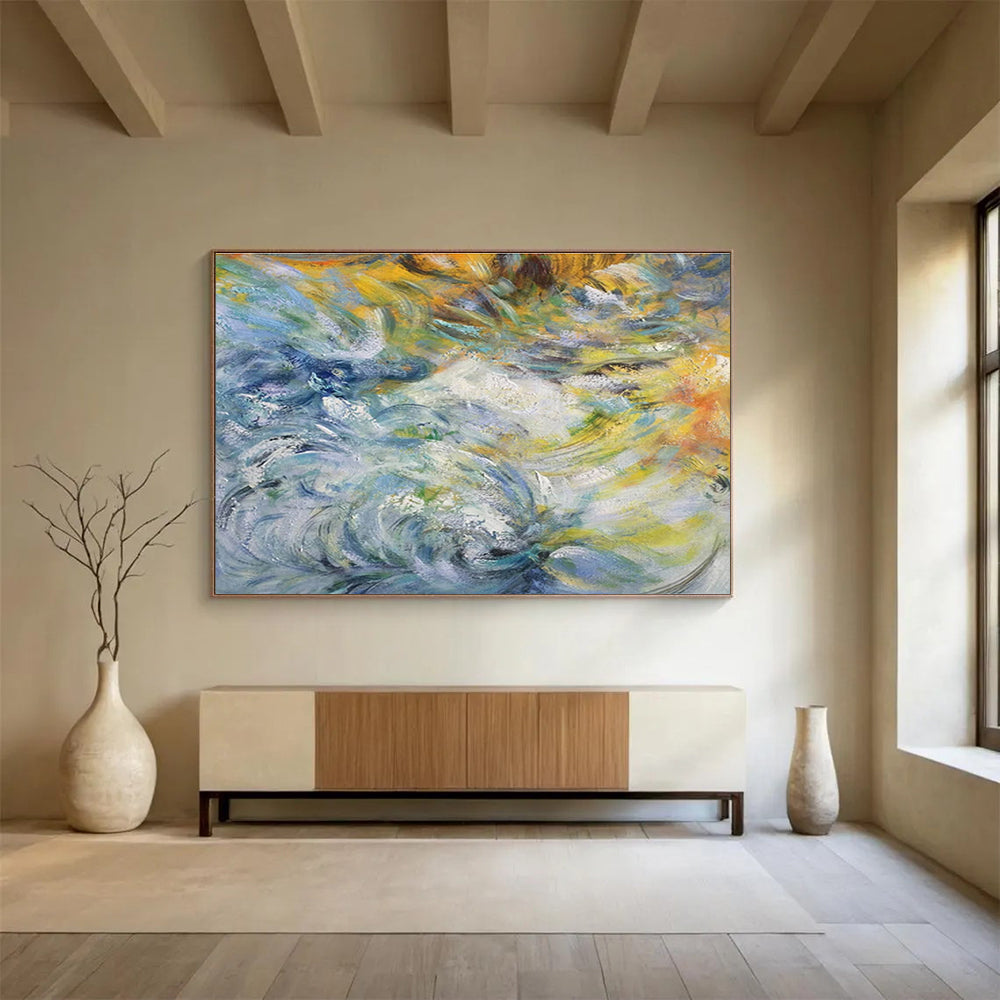 Colorful Swirling Impasto Abstract Painting On Canvas DKH291